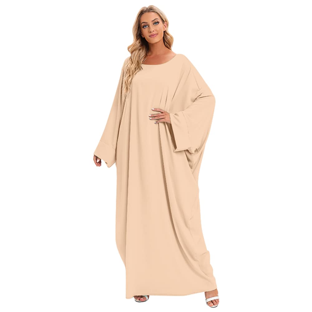 IWEMEK Abayas for Women Muslim One-Piece Prayer Dress Ramadan Kaftan Dresses for Women Dubai Islamic Abaya Full Length Dress