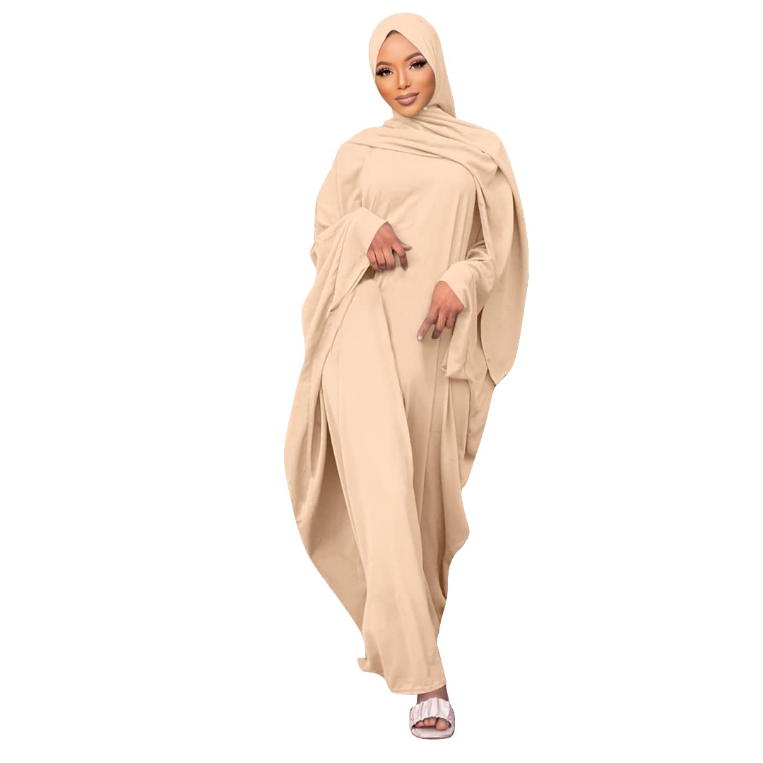 IWEMEK Abayas for Women Muslim One-Piece Prayer Dress Ramadan Kaftan Dresses for Women Dubai Islamic Abaya Full Length Dress