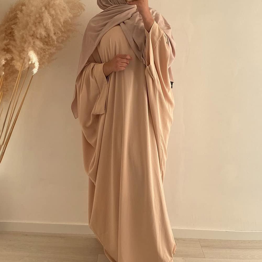 IWEMEK Abayas for Women Muslim One-Piece Prayer Dress Ramadan Kaftan Dresses for Women Dubai Islamic Abaya Full Length Dress