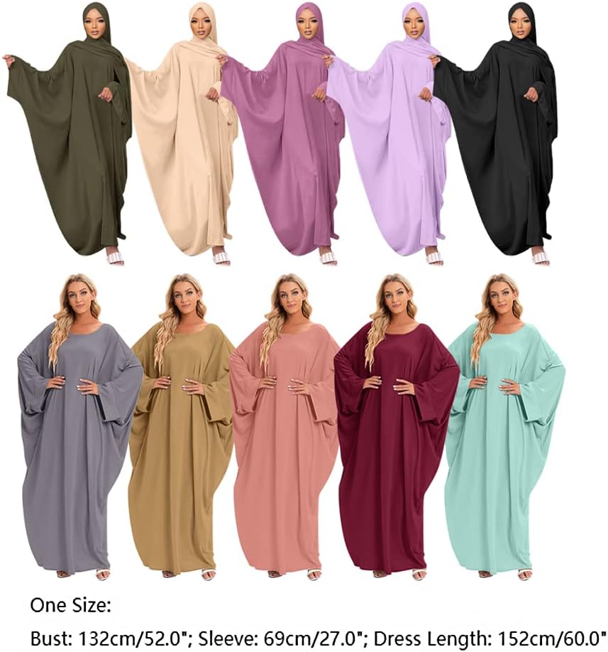 IWEMEK Abayas for Women Muslim One-Piece Prayer Dress Ramadan Kaftan Dresses for Women Dubai Islamic Abaya Full Length Dress