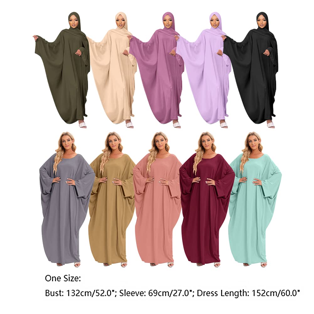 IWEMEK Abayas for Women Muslim One-Piece Prayer Dress Ramadan Kaftan Dresses for Women Dubai Islamic Abaya Full Length Dress